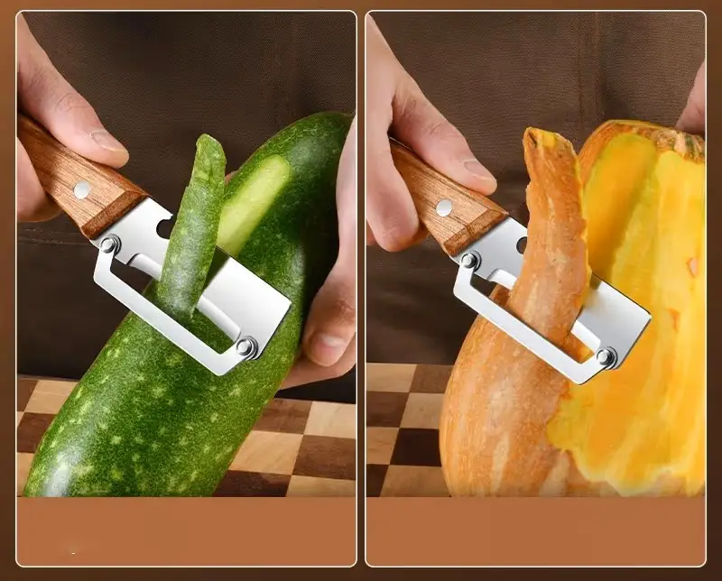 Two peelers with vegetables
